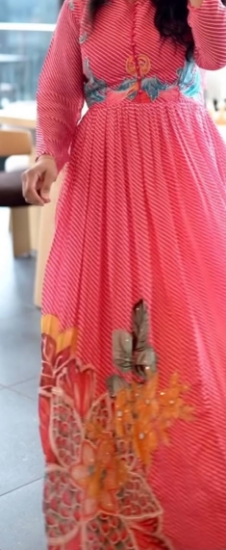 Picture of Pure Chinnon Leheriya dress with cutdana work