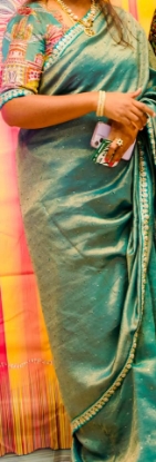 Picture of Peacock Blue Green Cocktail Saree