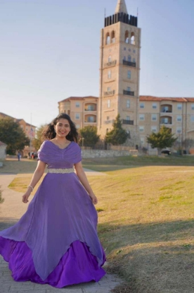 Picture of PL727 Tissue purple layered frock