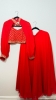 Picture of PL729 Indowestern red Cape style 3 piece set
