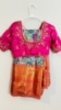 Picture of PL751 Blue and Pink Semi Pattu saree with animal theme allover and maggam blouse