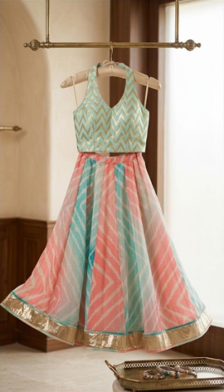 Picture of Multi colour kota silk Crop Top 6-8Y