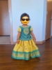Picture of Peacock Blue & Gold Kids Pattu Langa 1-2y
