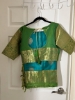 Picture of Stunning Teal & Lime Green Powerloom Kanchivaram Silk Saree Set