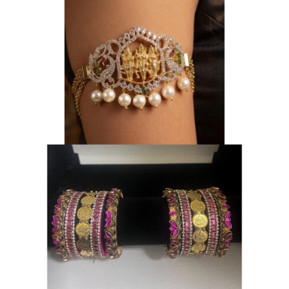 Picture of Combo  : Bajubandh & 2.4 size lotus bangles sets 