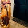 Picture of Gorgeous semi kanchi pattu royal maroon-and-gold combination  saree