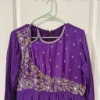 Picture of Beautiful  purple shaded anarkali with huge ghera and cancan
