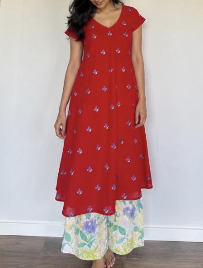 Picture of Pure cotton high low customized suit set