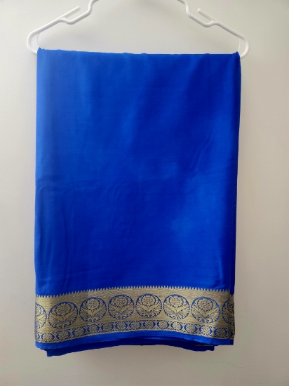 Picture of Beautiful royal blue semi crepe silk saree