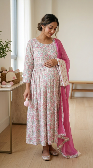 Picture of Pink floral maternity/feeding dress
