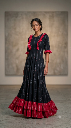 Picture of Ikkat maternity long frock