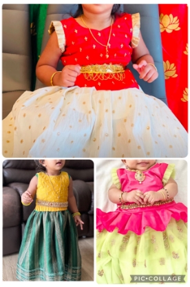 Picture of 3 Kids lehenga combo set for 0 to 1 year