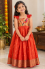 Picture of Brand new never worn Paithani frock with colorful parrot work on  yoke part