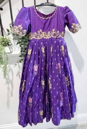 Picture of Royal Purple Never worn benarasi floral frock 6-7Y