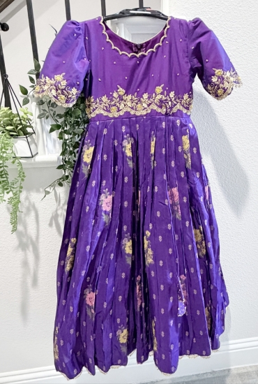 Picture of Royal Purple Never worn benarasi floral frock 6-7Y