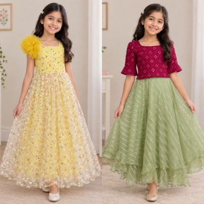 Picture of Party wear frock and lehenga combo for 8 -10 years 