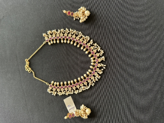Picture of Ruby and Pearl guttapusalu look alike necklace