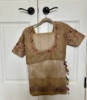 Picture of Golden beige benaras saree with hand-embroidered blouse