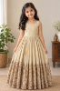 Picture of ! COMBO DEAL ! Half white pure chinon embroidered long frock and pink embroidered net long frock for Size 5-6Y