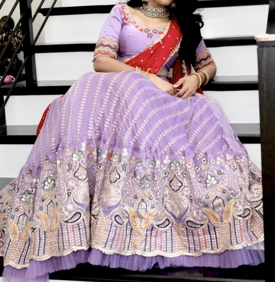 Picture of Lilac and Red lehanga