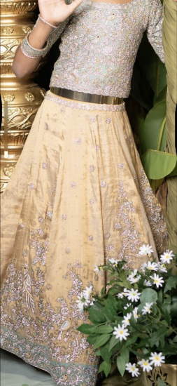 Picture of Premium kanchi tissue lehanga with Swaroski stone work 5-6Y