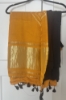 Picture of Brand new pure Gorgette black saree with yellow pure gajji  silk pallu saree with tags