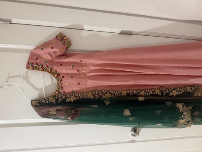 Picture of Peach embroidered dress with contrast dupatta